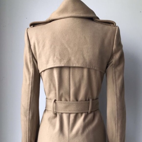 BCBG Max Azria Camel Wool Belted Coat Sz Small - Picture 2 of 8